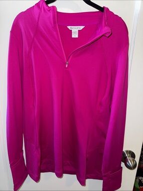 Athleta dry fit collarless long sleeve pullover